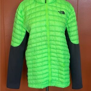 The North Face Bright Green Quilted Jacket with Grey Interior Trim Thermoball